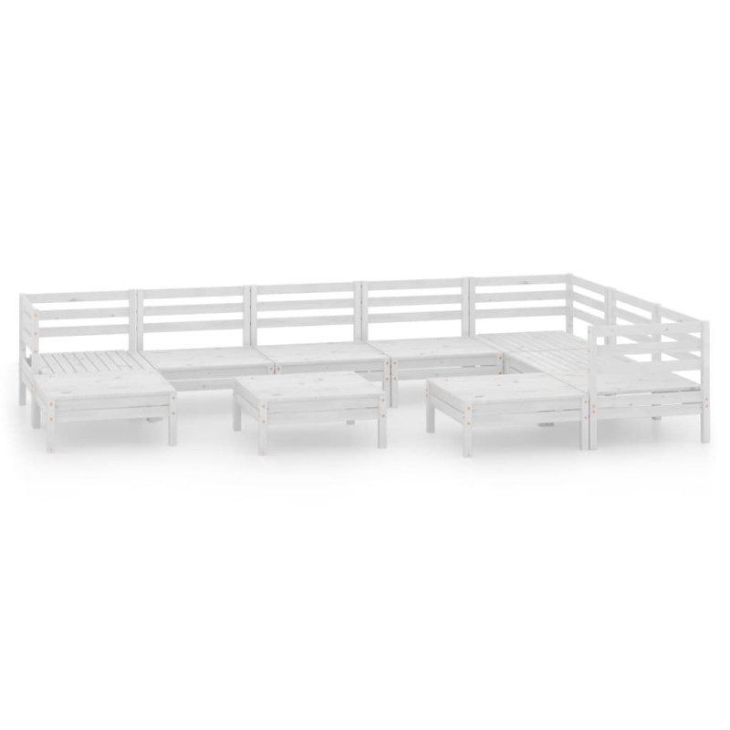 vidaXL Set Salotto da Giardino 10 pz in Legno Massello di Pino Bianco vidaXL Set Salotto da Giardino 10 pz in Legno Massello di Pino Bianco