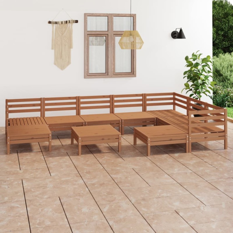 vidaXL Set Salotto da Giardino 10 pz in Legno Massello di Pino Miele vidaXL Set Salotto da Giardino 10 pz in Legno Massello di Pino Miele