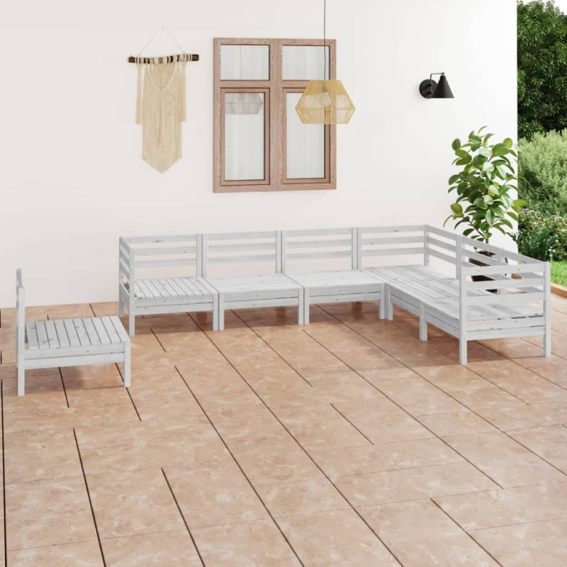 vidaXL Set Salotto da Giardino 7 pz in Legno Massello di Pino Bianco vidaXL Set Salotto da Giardino 7 pz in Legno Massello di Pino Bianco