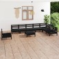 vidaXL Set Salotto da Giardino 9 pz in Legno Massello di Pino Nero vidaXL Set Salotto da Giardino 9 pz in Legno Massello di Pino Nero