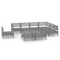 vidaXL Set Salotto da Giardino 9 pz in Legno Massello di Pino Grigio vidaXL Set Salotto da Giardino 9 pz in Legno Massello di Pino Grigio