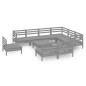 vidaXL Set Salotto da Giardino 10 pz in Legno Massello di Pino Grigio vidaXL Set Salotto da Giardino 10 pz in Legno Massello di Pino Grigio