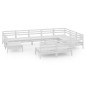 vidaXL Set Salotto da Giardino 10 pz in Legno Massello di Pino Bianco vidaXL Set Salotto da Giardino 10 pz in Legno Massello di Pino Bianco