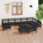 vidaXL Set Salotto da Giardino 11 pz in Legno Massello di Pino Nero vidaXL Set Salotto da Giardino 11 pz in Legno Massello di Pino Nero