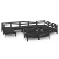 vidaXL Set Salotto da Giardino 11 pz in Legno Massello di Pino Nero vidaXL Set Salotto da Giardino 11 pz in Legno Massello di Pino Nero