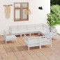 vidaXL Set Salotto da Giardino 9 pz in Legno Massello di Pino Bianco vidaXL Set Salotto da Giardino 9 pz in Legno Massello di Pino Bianco