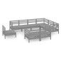 vidaXL Set Salotto da Giardino 9 pz in Legno Massello di Pino Grigio vidaXL Set Salotto da Giardino 9 pz in Legno Massello di Pino Grigio