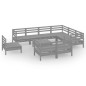 vidaXL Set Salotto da Giardino 10 pz in Legno Massello di Pino Grigio vidaXL Set Salotto da Giardino 10 pz in Legno Massello di Pino Grigio