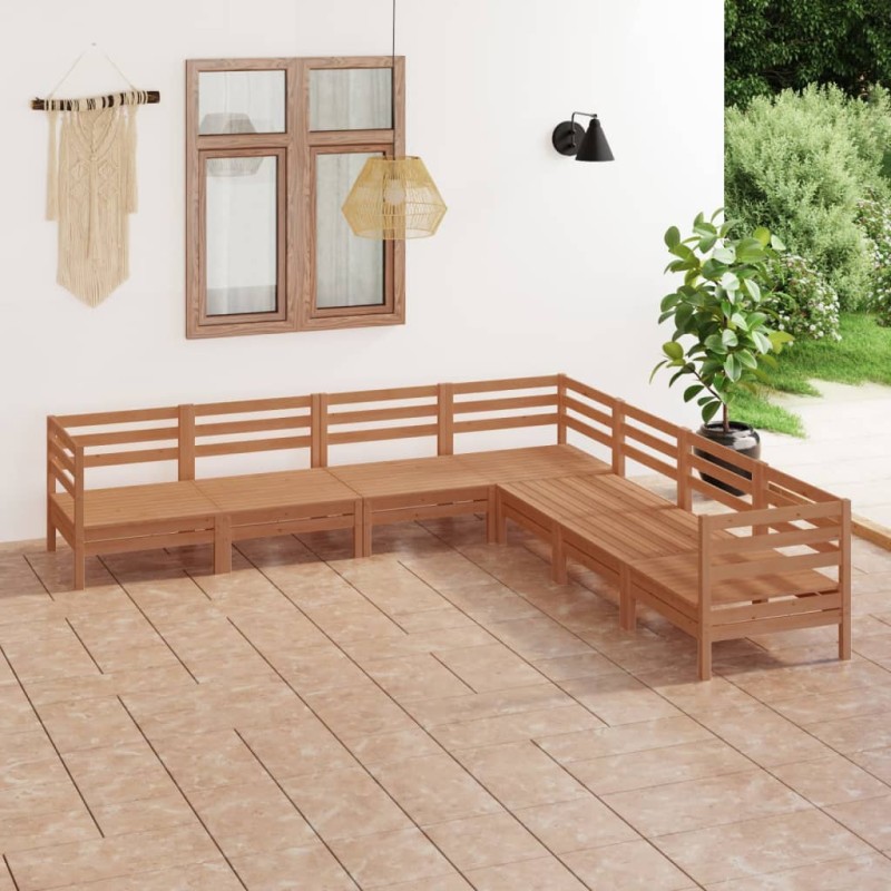 vidaXL Set Salotto da Giardino 7 pz in Legno Massello di Pino ambra vidaXL Set Salotto da Giardino 7 pz in Legno Massello di Pino ambra