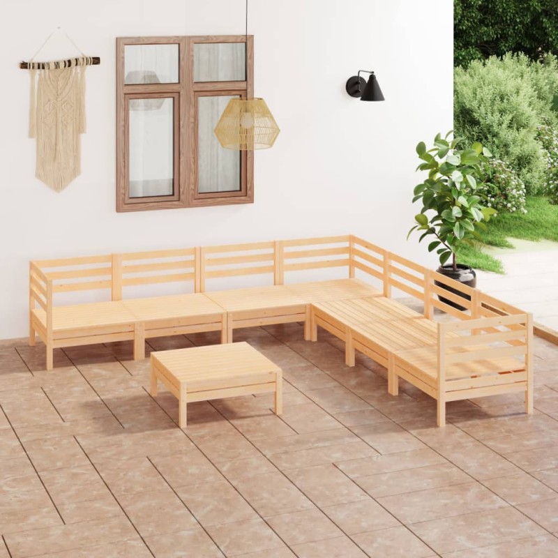 vidaXL Set Salotto da Giardino 8 pz in Legno Massello di Pino vidaXL Set Salotto da Giardino 8 pz in Legno Massello di Pino
