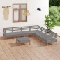 vidaXL Set Salotto da Giardino 8 pz in Legno Massello di Pino Grigio vidaXL Set Salotto da Giardino 8 pz in Legno Massello di Pino Grigio