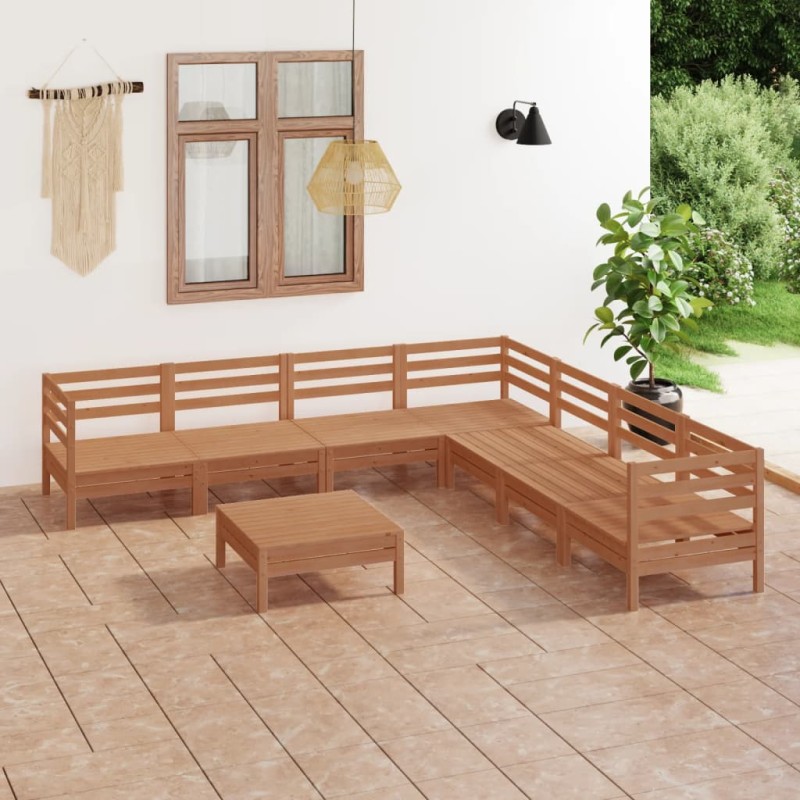 vidaXL Set Salotto da Giardino 8 pz in Legno Massello di Pino Miele vidaXL Set Salotto da Giardino 8 pz in Legno Massello di Pino Miele