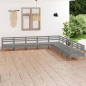 vidaXL Set Salotto da Giardino 9 pz in Legno Massello di Pino Grigio vidaXL Set Salotto da Giardino 9 pz in Legno Massello di Pino Grigio