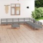vidaXL Set Salotto da Giardino 10 pz in Legno Massello di Pino Grigio vidaXL Set Salotto da Giardino 10 pz in Legno Massello di Pino Grigio