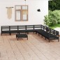 vidaXL Set Salotto da Giardino 10 pz in Legno Massello di Pino Nero vidaXL Set Salotto da Giardino 10 pz in Legno Massello di Pino Nero