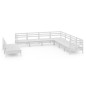 vidaXL Set Salotto da Giardino 9 pz in Legno Massello di Pino Bianco