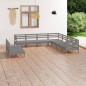 vidaXL Set Salotto da Giardino 9 pz in Legno Massello di Pino Grigio vidaXL Set Salotto da Giardino 9 pz in Legno Massello di Pino Grigio