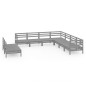 vidaXL Set Salotto da Giardino 9 pz in Legno Massello di Pino Grigio vidaXL Set Salotto da Giardino 9 pz in Legno Massello di Pino Grigio