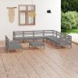 vidaXL Set Salotto da Giardino 10 pz in Legno Massello di Pino Grigio vidaXL Set Salotto da Giardino 10 pz in Legno Massello di Pino Grigio