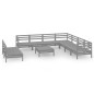 vidaXL Set Salotto da Giardino 10 pz in Legno Massello di Pino Grigio vidaXL Set Salotto da Giardino 10 pz in Legno Massello di Pino Grigio