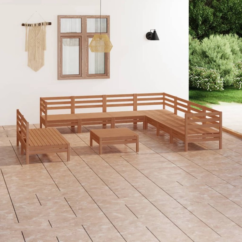 vidaXL Set Salotto da Giardino 10 pz in Legno Massello di Pino ambra