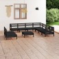 vidaXL Set Salotto da Giardino 10 pz in Legno Massello di Pino Nero vidaXL Set Salotto da Giardino 10 pz in Legno Massello di Pino Nero
