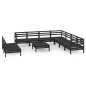 vidaXL Set Salotto da Giardino 10 pz in Legno Massello di Pino Nero vidaXL Set Salotto da Giardino 10 pz in Legno Massello di Pino Nero
