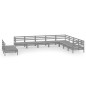 vidaXL Set Salotto da Giardino 10 pz in Legno Massello di Pino Grigio vidaXL Set Salotto da Giardino 10 pz in Legno Massello di Pino Grigio