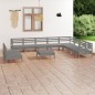 vidaXL Set Salotto da Giardino 11 pz in Legno Massello di Pino Grigio vidaXL Set Salotto da Giardino 11 pz in Legno Massello di Pino Grigio
