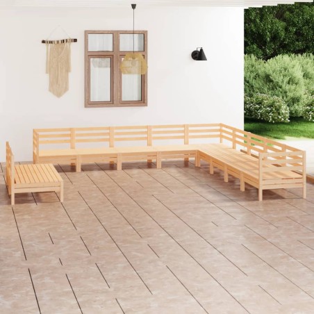 vidaXL Set Salotto da Giardino 11 pz in Legno Massello di Pino