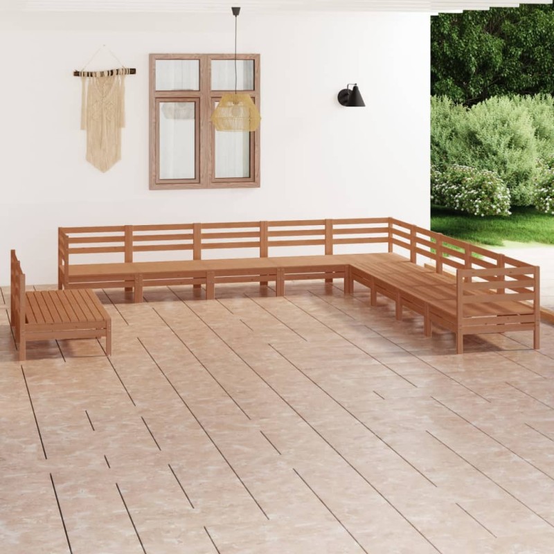 vidaXL Set Salotto da Giardino 11 pz in Legno Massello di Pino Miele vidaXL Set Salotto da Giardino 11 pz in Legno Massello di Pino Miele