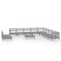 vidaXL Set Salotto da Giardino 12 pz in Legno Massello di Pino Grigio vidaXL Set Salotto da Giardino 12 pz in Legno Massello di Pino Grigio