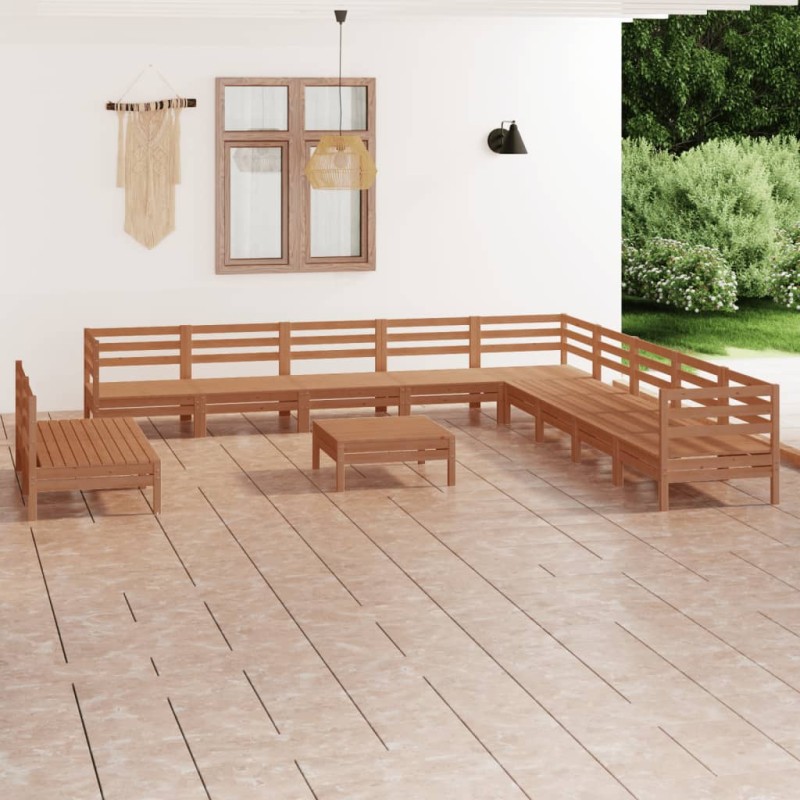 vidaXL Set Salotto da Giardino 12 pz in Legno Massello di Pino Miele vidaXL Set Salotto da Giardino 12 pz in Legno Massello di Pino Miele