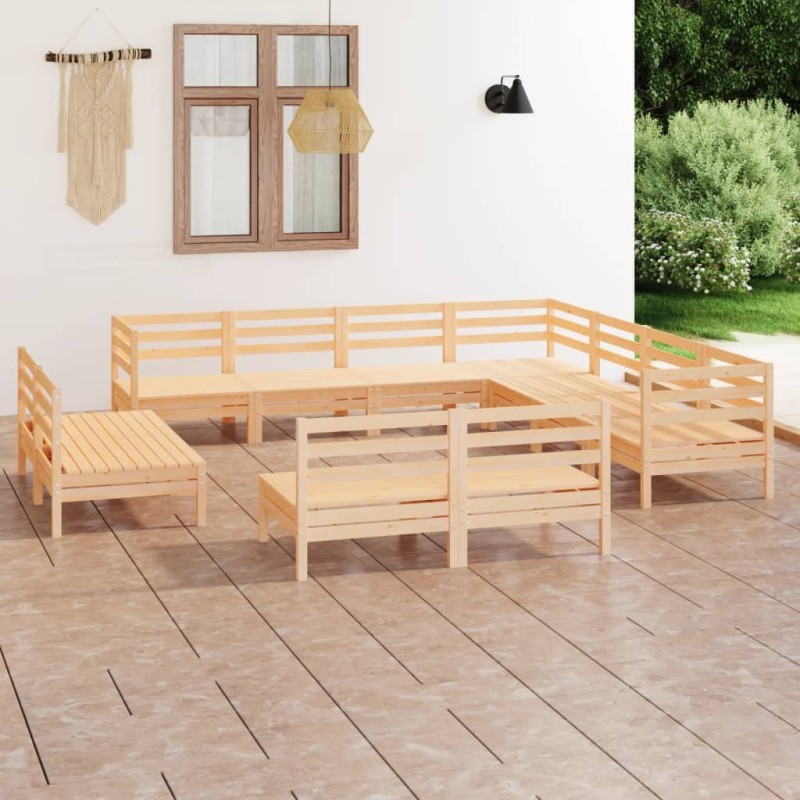 vidaXL Set Salotto da Giardino 11 pz in Legno Massello di Pino