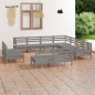 vidaXL Set Salotto da Giardino 11 pz in Legno Massello di Pino Grigio vidaXL Set Salotto da Giardino 11 pz in Legno Massello di Pino Grigio