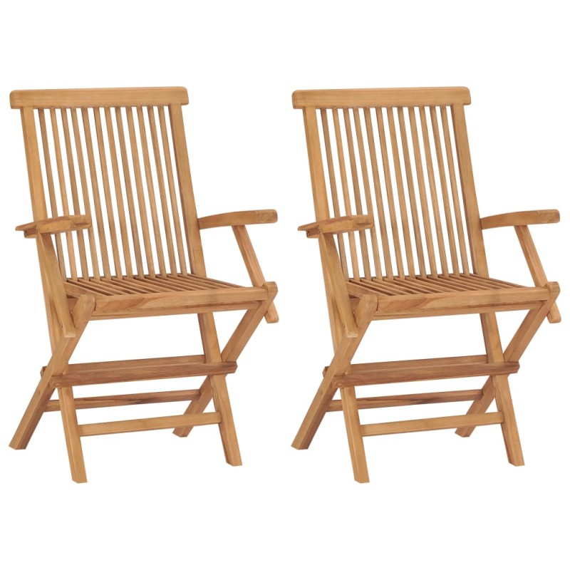 Sedie da Giardino Pieghevoli 2 pz in Legno Massello di Teak Sedie da Giardino Pieghevoli 2 pz in Legno Massello di Teak
