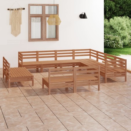 vidaXL Set Salotto da Giardino 11 pz in Legno Massello di Pino ambra