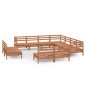 vidaXL Set Salotto da Giardino 11 pz in Legno Massello di Pino ambra vidaXL Set Salotto da Giardino 11 pz in Legno Massello di Pino ambra