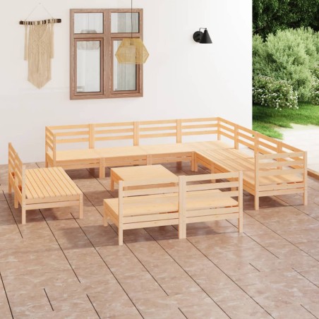 vidaXL Set Salotto da Giardino 12 pz in Legno Massello di Pino