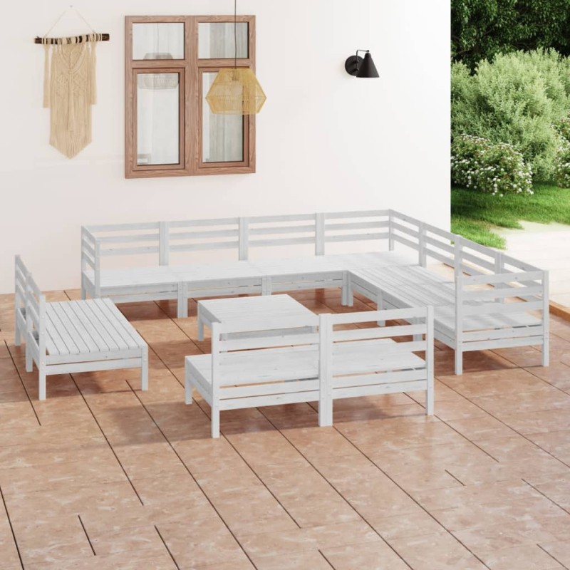 vidaXL Set Salotto da Giardino 12 pz in Legno Massello di Pino Bianco vidaXL Set Salotto da Giardino 12 pz in Legno Massello di Pino Bianco