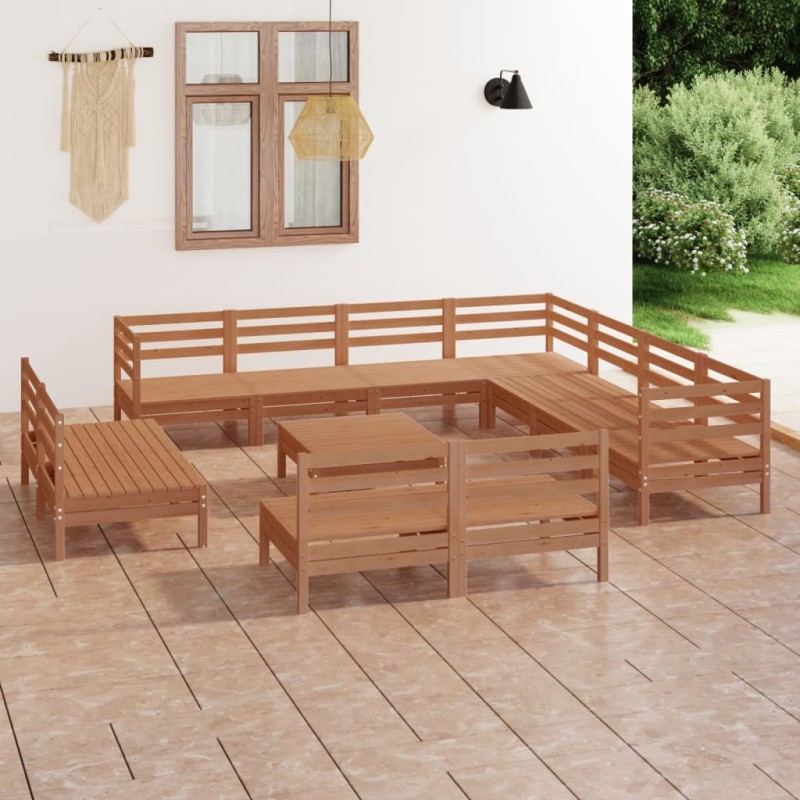 vidaXL Set Salotto da Giardino 12 pz in Legno Massello di Pino Miele vidaXL Set Salotto da Giardino 12 pz in Legno Massello di Pino Miele