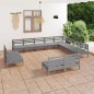 vidaXL Set Salotto da Giardino 12 pz in Legno Massello di Pino Grigio vidaXL Set Salotto da Giardino 12 pz in Legno Massello di Pino Grigio
