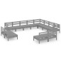 vidaXL Set Salotto da Giardino 12 pz in Legno Massello di Pino Grigio vidaXL Set Salotto da Giardino 12 pz in Legno Massello di Pino Grigio