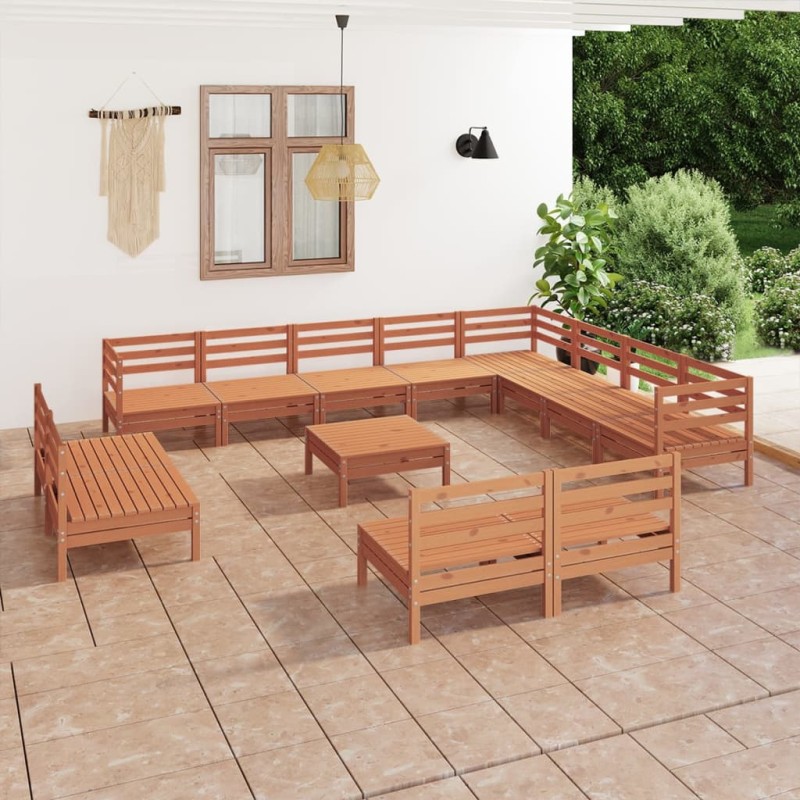 vidaXL Set Salotto da Giardino 13 pz in Legno Massello di Pino Miele vidaXL Set Salotto da Giardino 13 pz in Legno Massello di Pino Miele