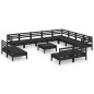 vidaXL Set Salotto da Giardino 13 pz in Legno Massello di Pino Nero vidaXL Set Salotto da Giardino 13 pz in Legno Massello di Pino Nero