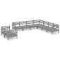 vidaXL Set Salotto da Giardino 9 pz in Legno Massello di Pino Grigio