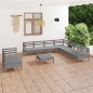vidaXL Set Salotto da Giardino 10 pz in Legno Massello di Pino Grigio vidaXL Set Salotto da Giardino 10 pz in Legno Massello di Pino Grigio