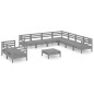 vidaXL Set Salotto da Giardino 10 pz in Legno Massello di Pino Grigio vidaXL Set Salotto da Giardino 10 pz in Legno Massello di Pino Grigio
