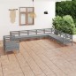 vidaXL Set Salotto da Giardino 10 pz in Legno Massello di Pino Grigio vidaXL Set Salotto da Giardino 10 pz in Legno Massello di Pino Grigio