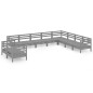 vidaXL Set Salotto da Giardino 10 pz in Legno Massello di Pino Grigio vidaXL Set Salotto da Giardino 10 pz in Legno Massello di Pino Grigio